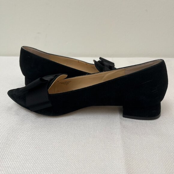 Adrienne Vittadini Pointed Toe Low Heel Black Suede Flat Ballet Ribbon Bow 9.5 - Picture 9 of 10